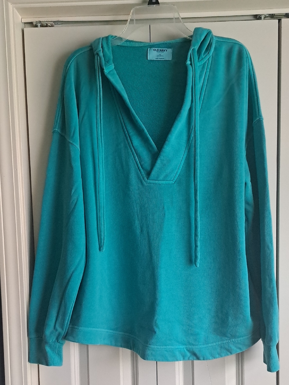 Old Navy Teal V‑Neck Hooded Pullover
